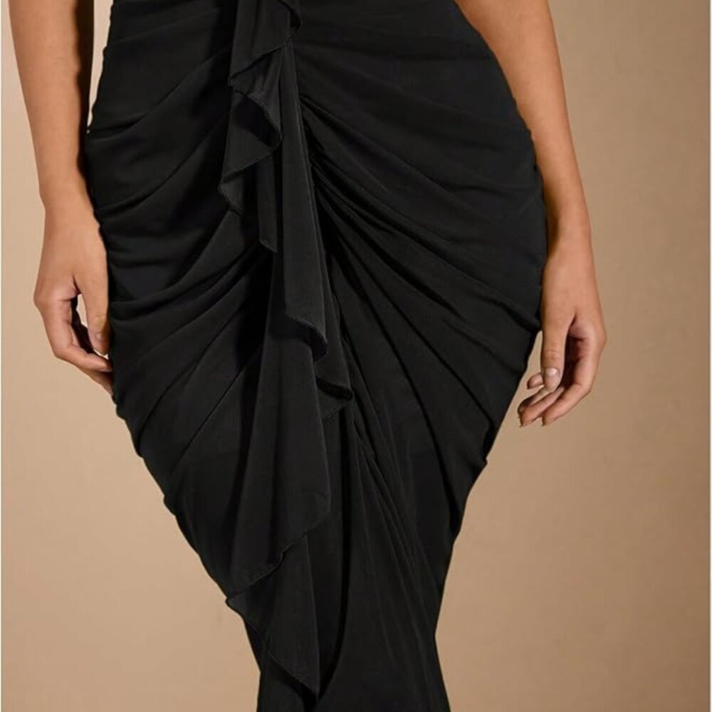 🖤 NWT Black Sweetheart Ruched Maxi Dress – XS - Picture 5 of 5